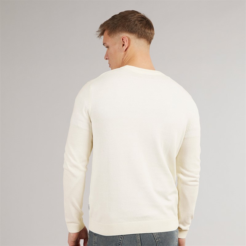 JJ REBEL Mens Callum Crew Neck Jumper Cloud Dancer