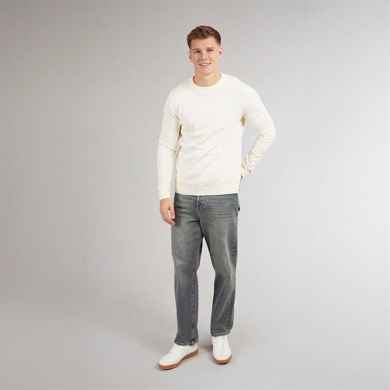 JJ REBEL Mens Callum Crew Neck Jumper Cloud Dancer