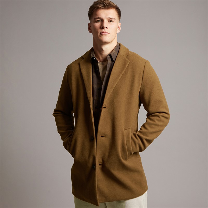 JJ REBEL Mens Maze Longline Coat Dark Coat Khaki