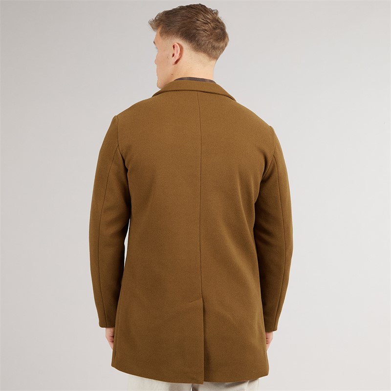 JJ REBEL Mens Maze Longline Coat Dark Coat Khaki