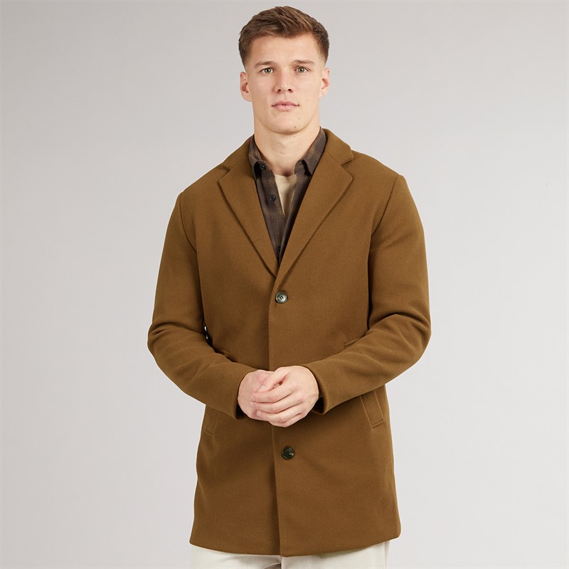 JJ REBEL Mens Maze Longline Coat Dark Coat Khaki