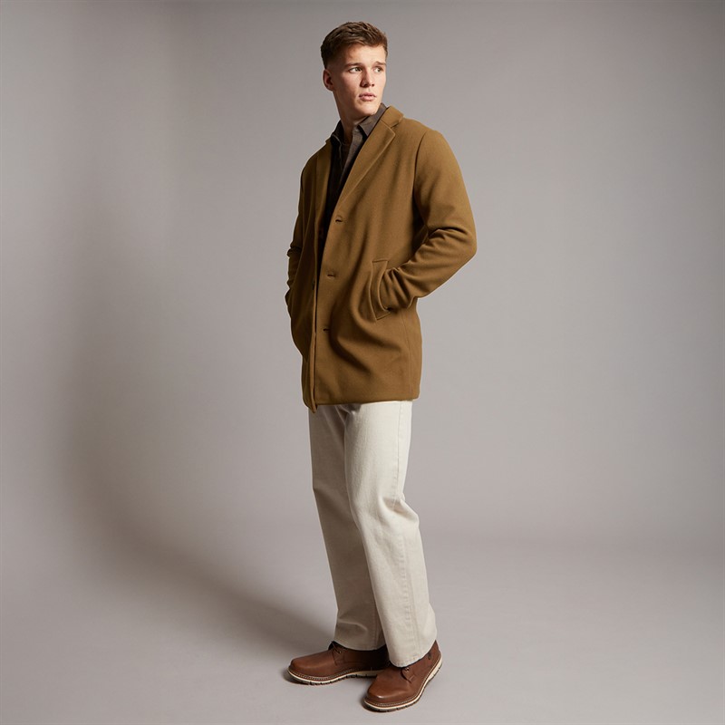 JJ REBEL Mens Maze Longline Coat Dark Coat Khaki