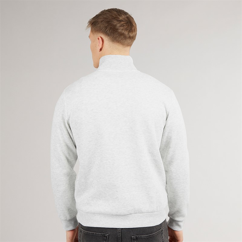 JJ REBEL Mens Billie Half Zip Sweatshirt White Melange