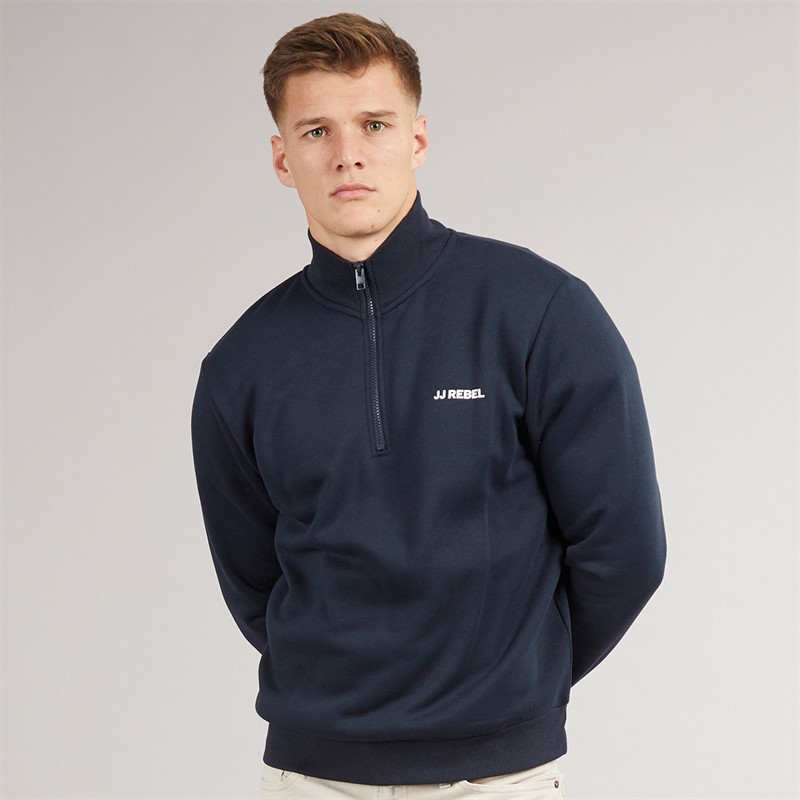 JJ REBEL Mens Billie Half Zip Sweatshirt Sky Captain