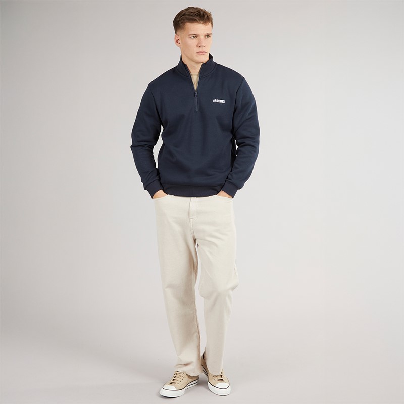 JJ REBEL Mens Billie Half Zip Sweatshirt Sky Captain
