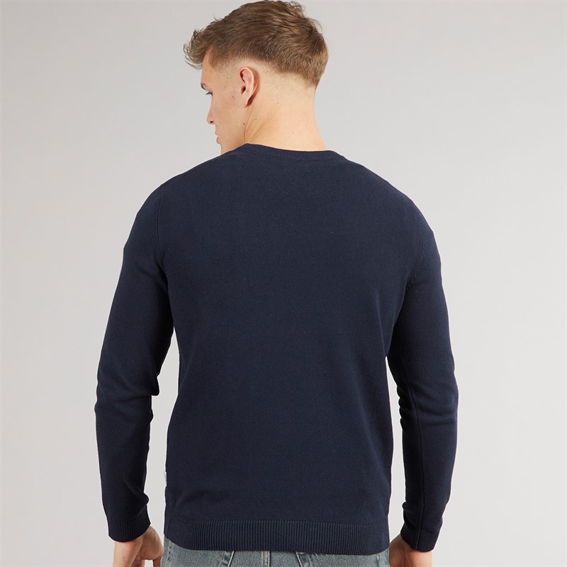 JJ REBEL Mens Callum Crew Neck Jumper Navy Blazer