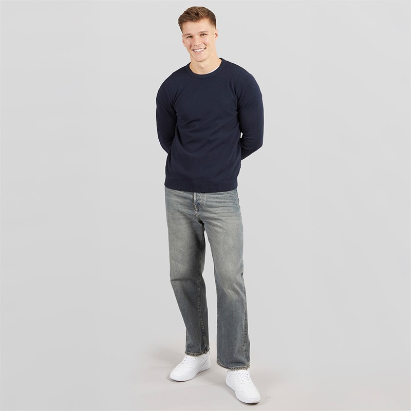 JJ REBEL Mens Callum Crew Neck Jumper Navy Blazer