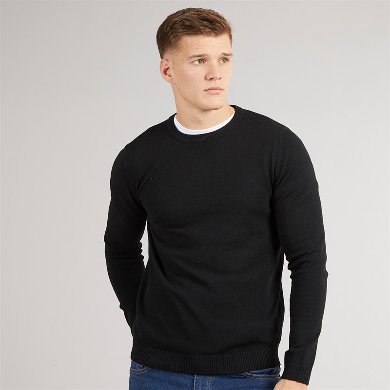JJ REBEL Mens Callum Crew Neck Jumper Black - Size S