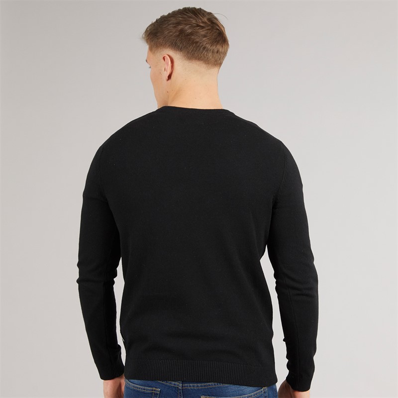 JJ REBEL Mens Callum Crew Neck Jumper Black