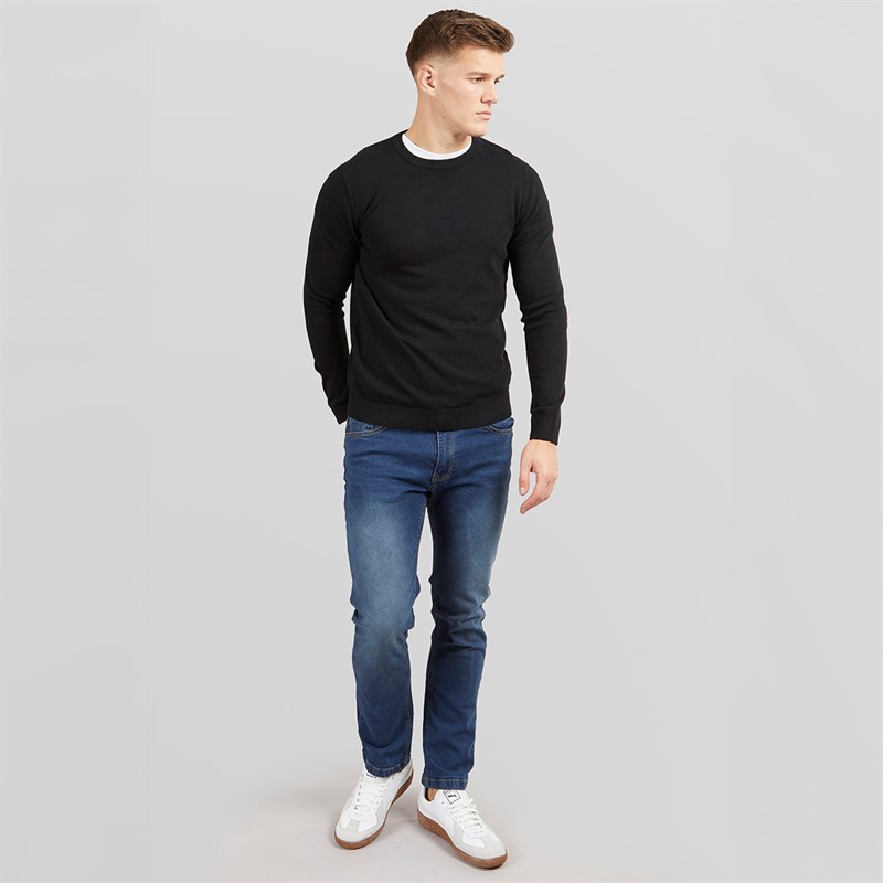 JJ REBEL Mens Callum Crew Neck Jumper Black