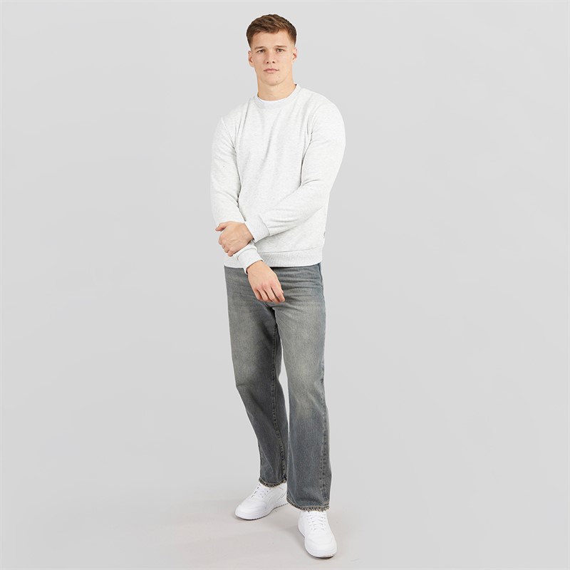 JJ REBEL Mens Base Crew Neck Sweatshirt White Melange