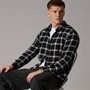 JJ REBEL Mens Rebel Long Sleeve Checked Shirt Black