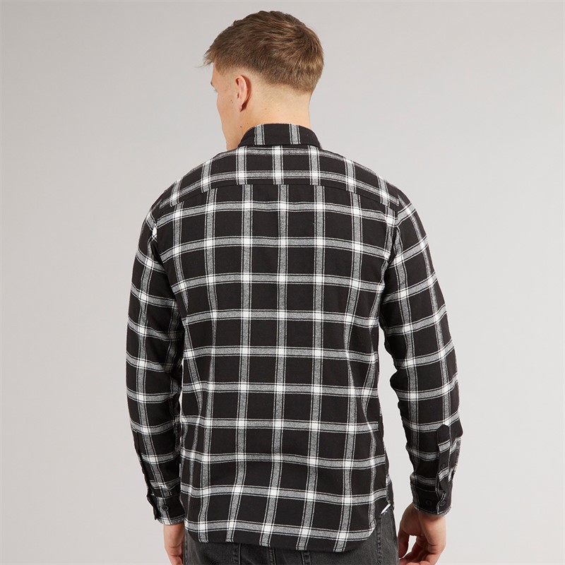 JJ REBEL Mens Rebel Long Sleeve Checked Shirt Black