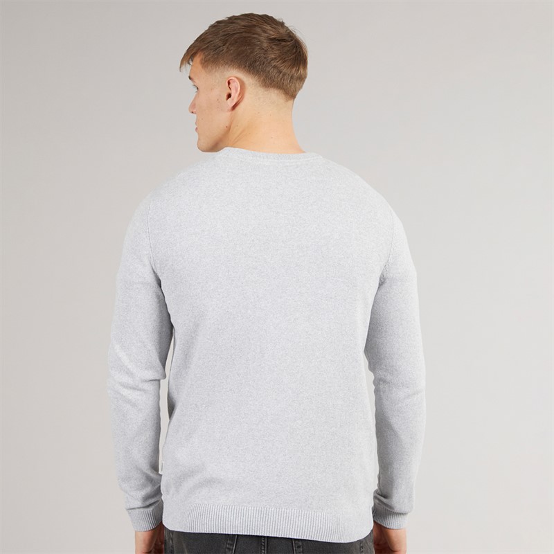 JJ REBEL Mens Callum Crew Neck Jumper Light Grey Melange