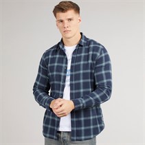 JJ REBEL Mens Rebel Long Sleeve Checked Shirt Navy Blazer