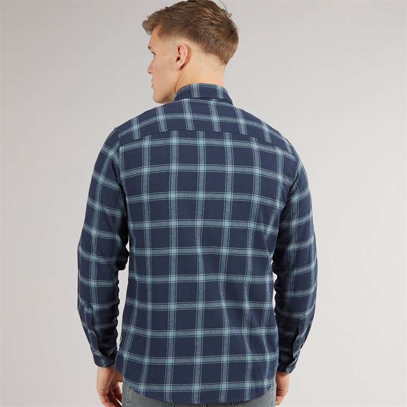 JJ REBEL Mens Rebel Long Sleeve Checked Shirt Navy Blazer