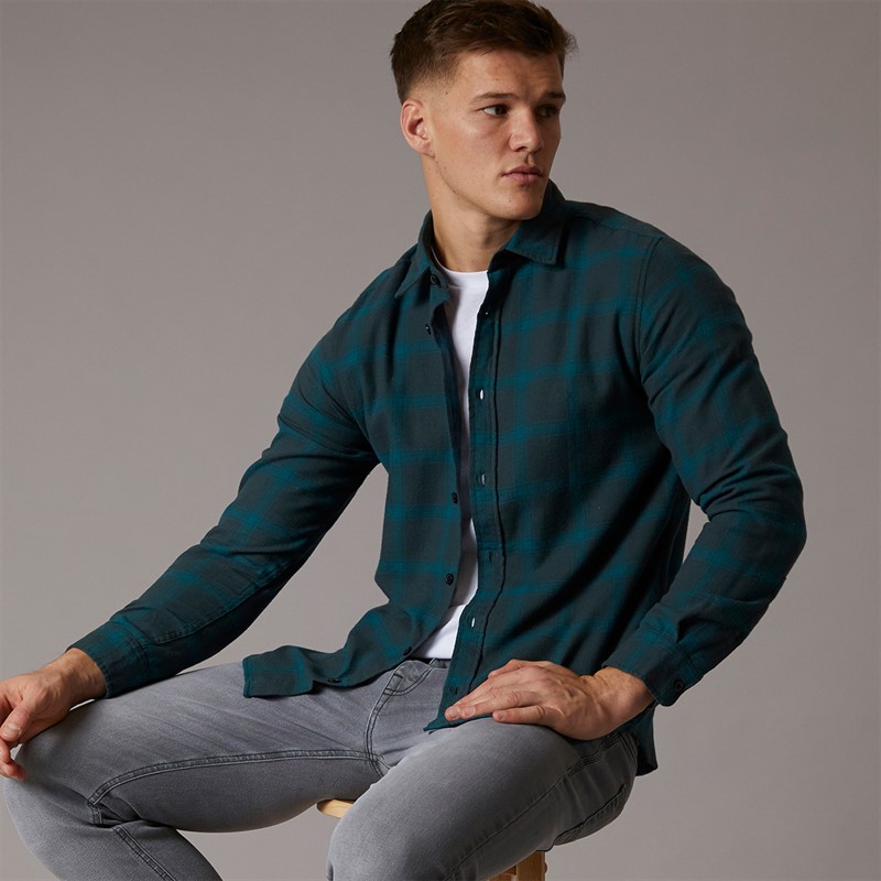 JJ REBEL Mens Rebel Long Sleeve Checked Shirt Magical Forest