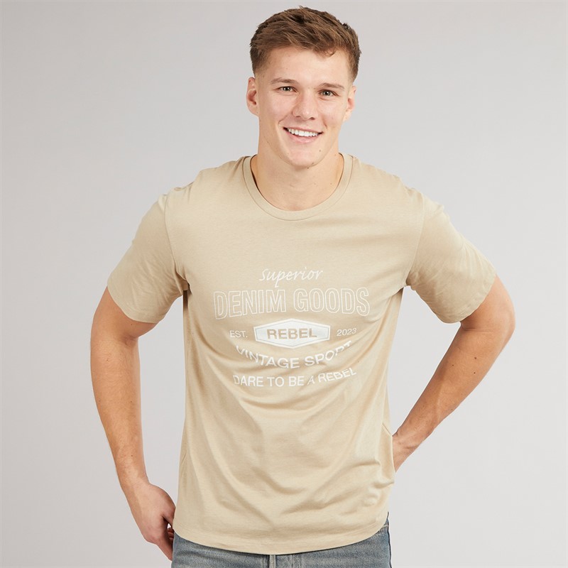 JJ REBEL Mens Vintage Rebel T-Shirt Crockery