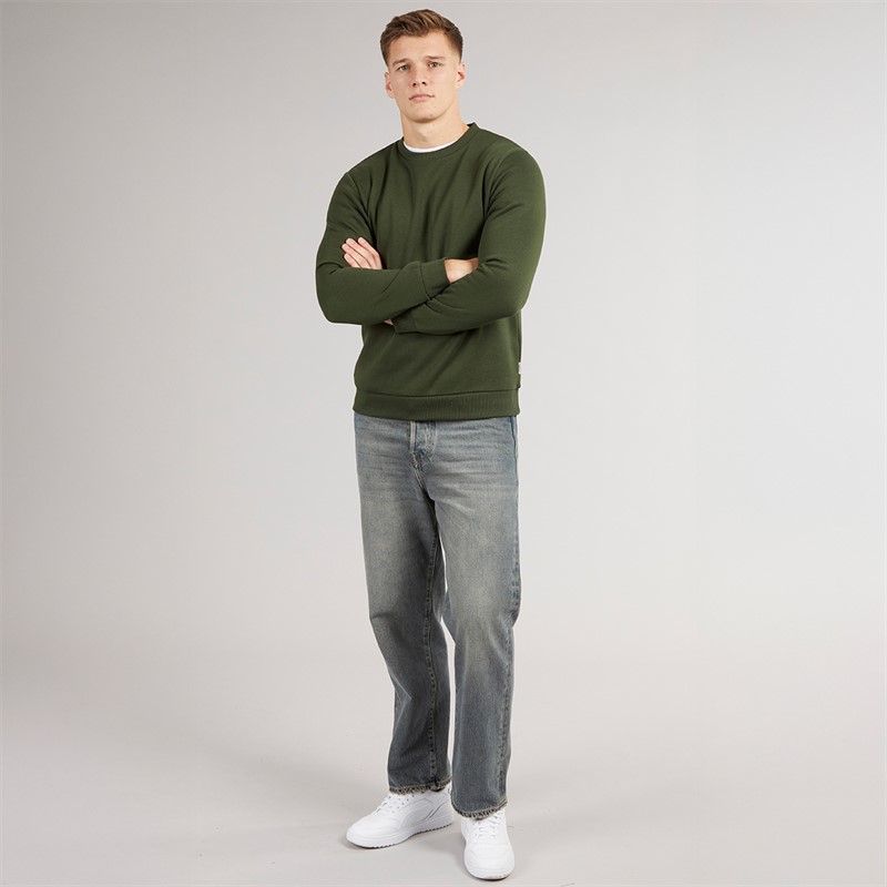 JJ REBEL Mens Base Crew Neck Sweatshirt Kombu Green