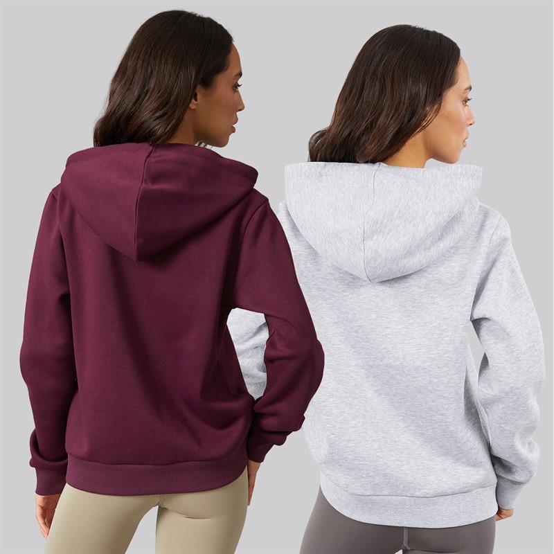 JJ REBEL Womens Two Pack Viola Hoodies Fig/Light Grey Marl