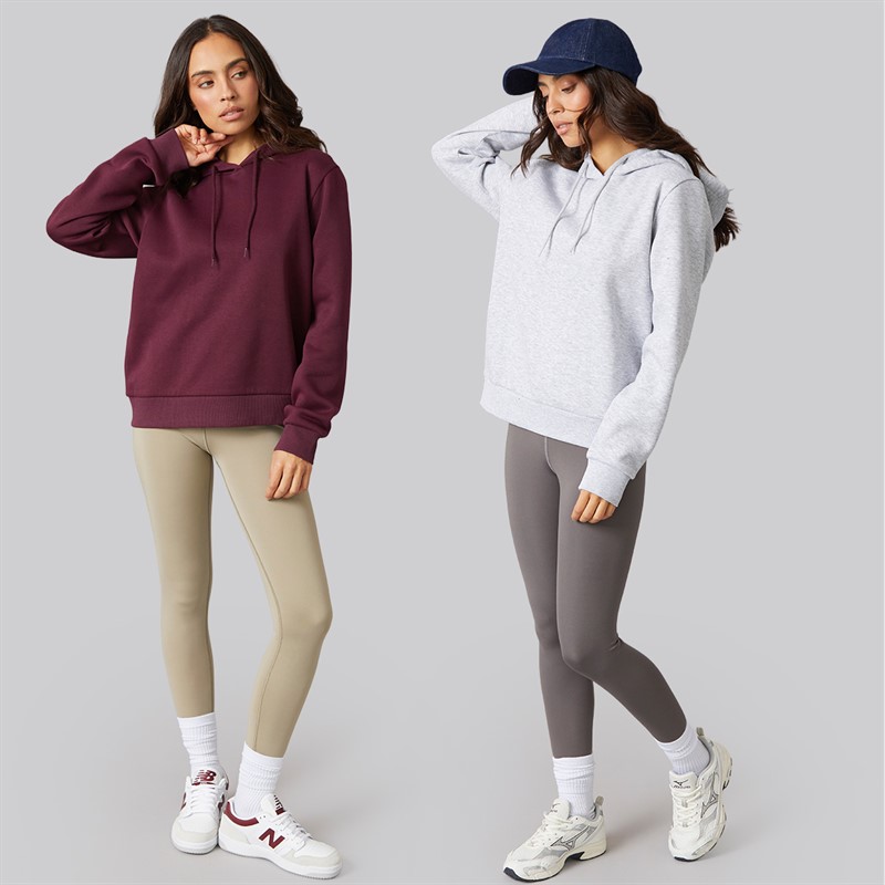 JJ REBEL Womens Two Pack Viola Hoodies Fig/Light Grey Marl