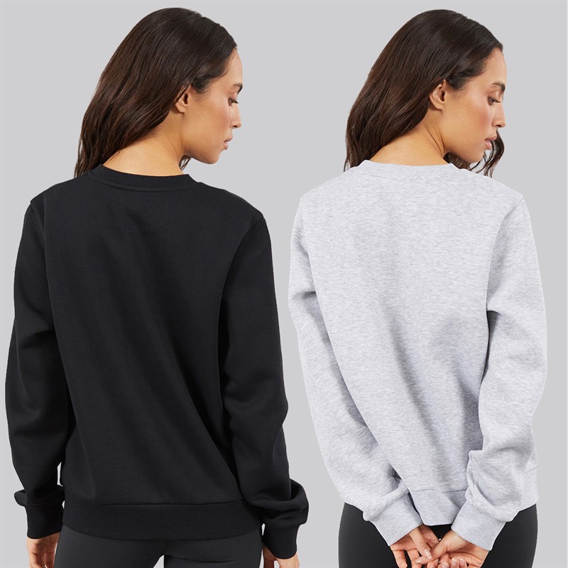 JJ REBEL Womens Two Pack Viola Sweatshirts Black/Grey Marl
