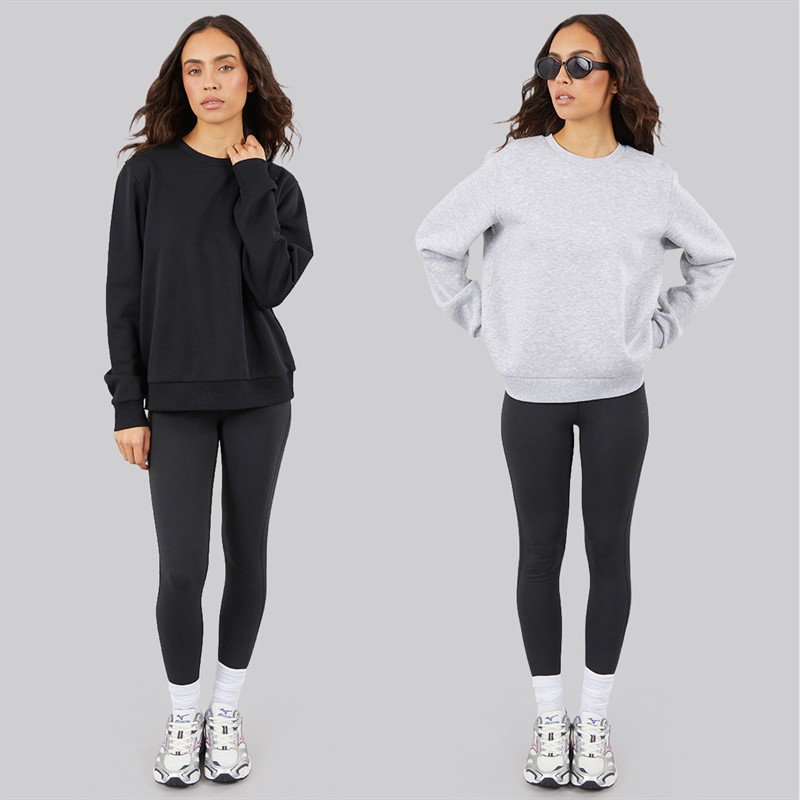 JJ REBEL Womens Two Pack Viola Sweatshirts Black/Grey Marl