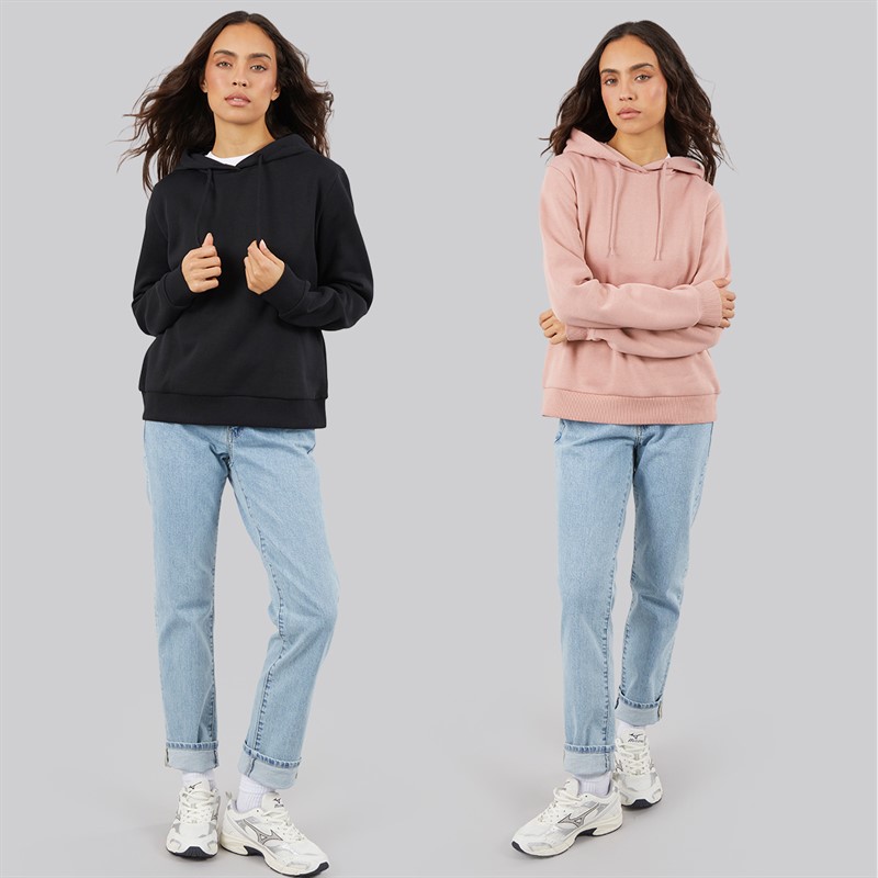 JJ REBEL Womens Two Pack Viola Hoodies Black/Woodrose