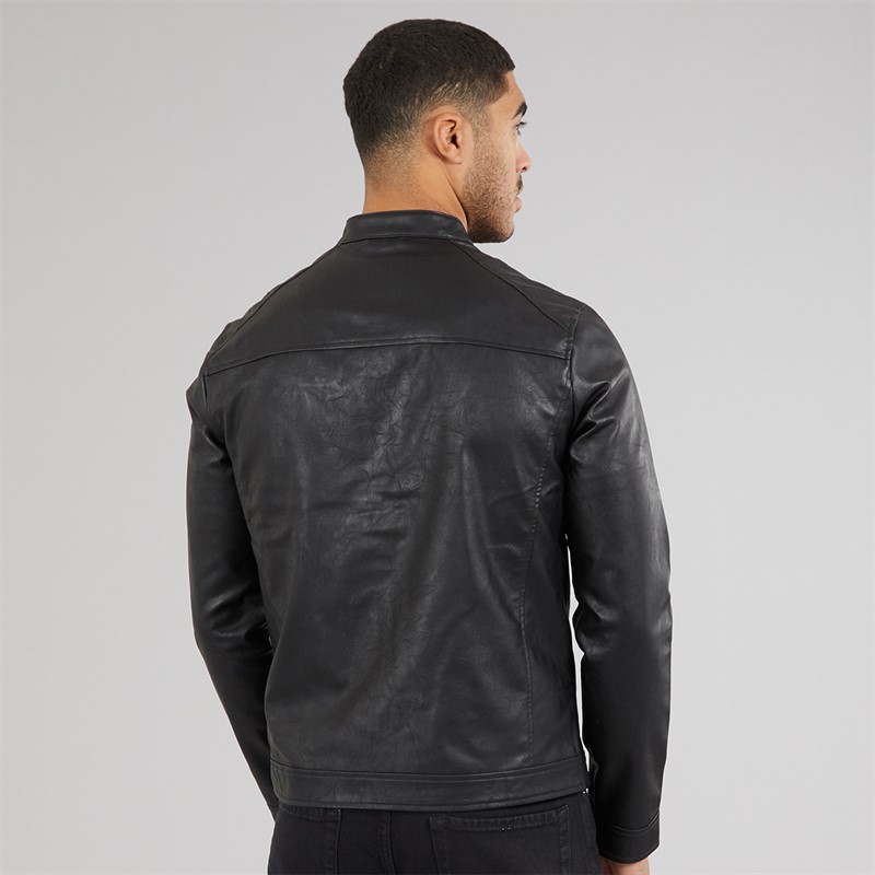 JJ REBEL Mens Caleb PU Jacket Black