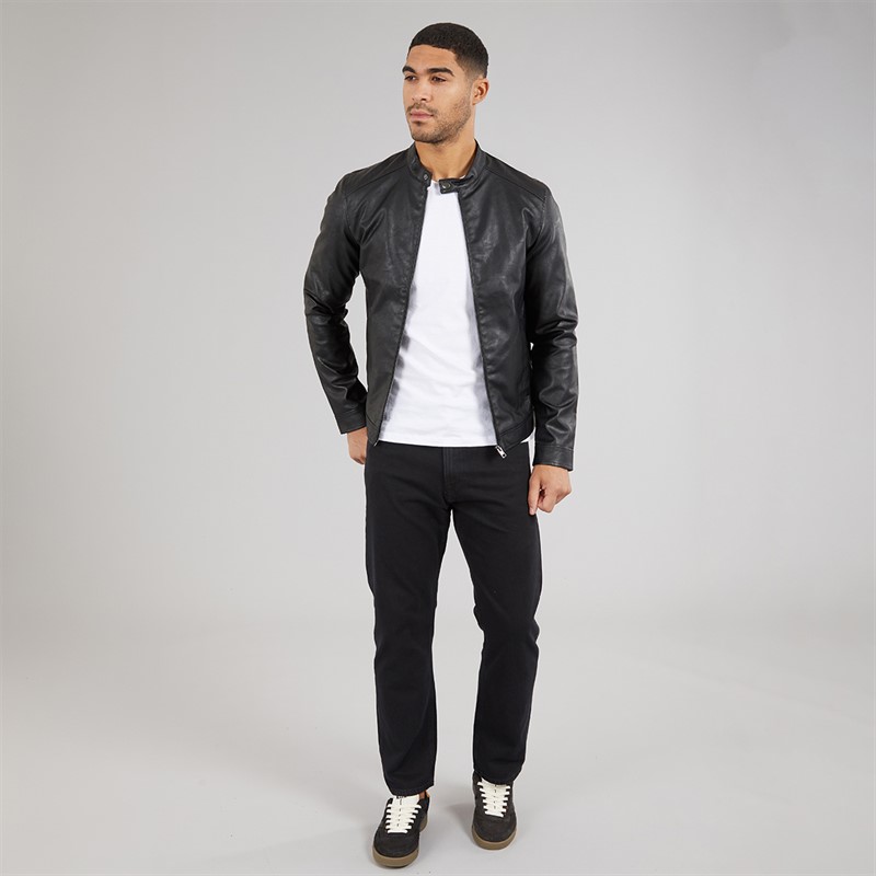 JJ REBEL Mens Caleb PU Jacket Black