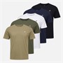 JJ REBEL Mens Five Pack Logo T-Shirts White/Black/Sky Captain/Roasted Cashew/Grape Leaf