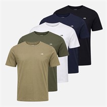 JJ REBEL Mens Five Pack Logo T-Shirts White/Black/Sky Captain/Roasted Cashew/Grape Leaf