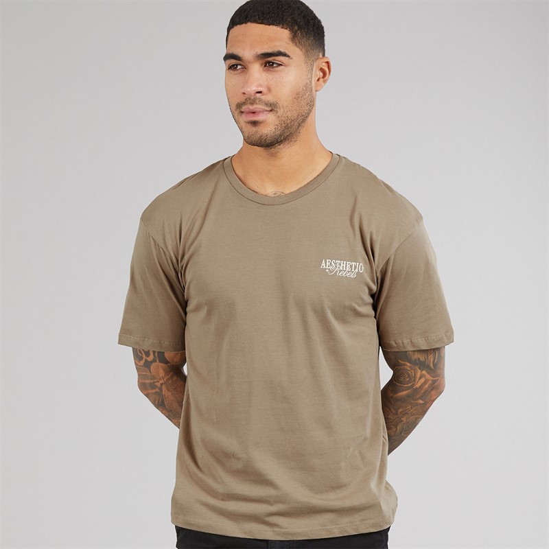 JJ REBEL Mens Rock Crew Neck T-Shirt Roasted Cashew