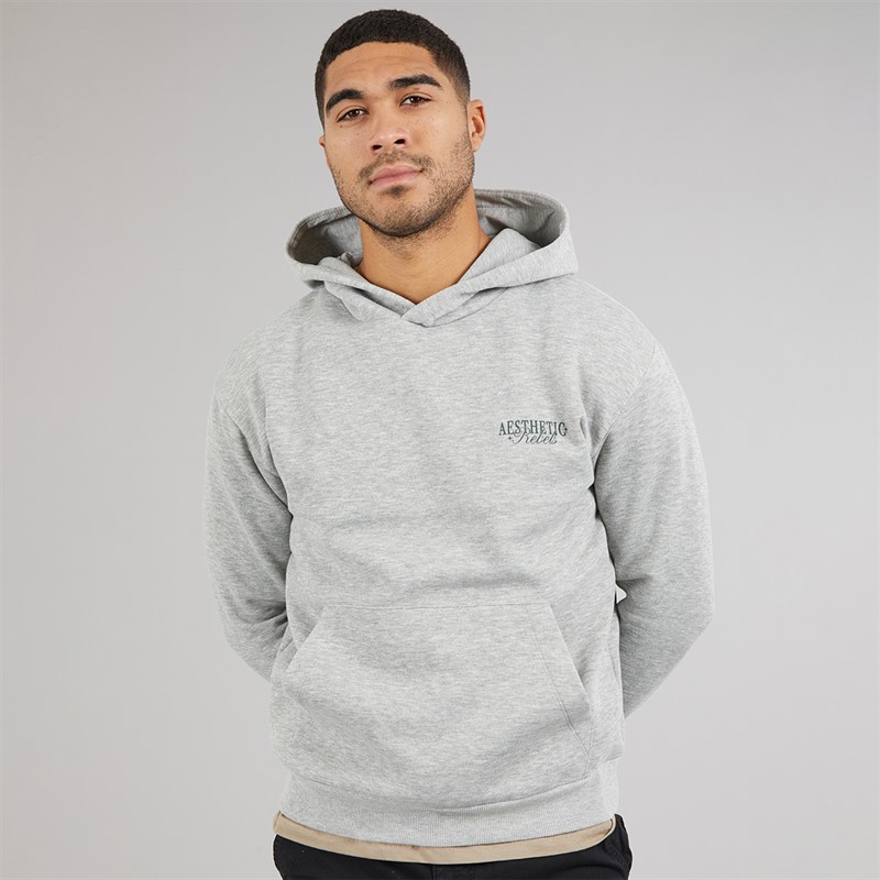 JJ REBEL Mens Rock Hoodie Light Grey Melange