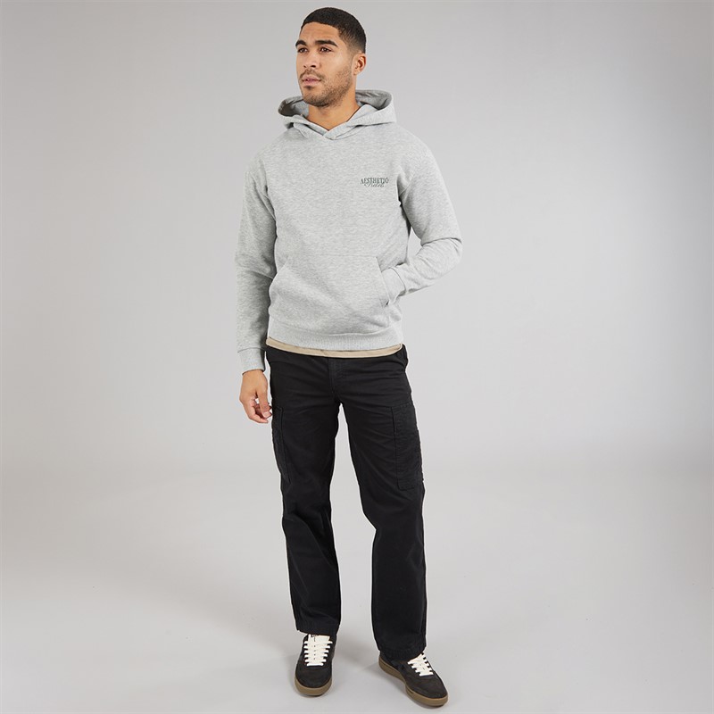 JJ REBEL Mens Rock Hoodie Light Grey Melange
