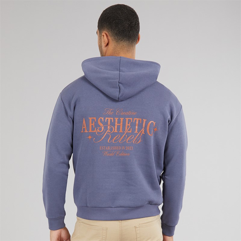JJ REBEL Mens Rock Hoodie Nightshadow Blue