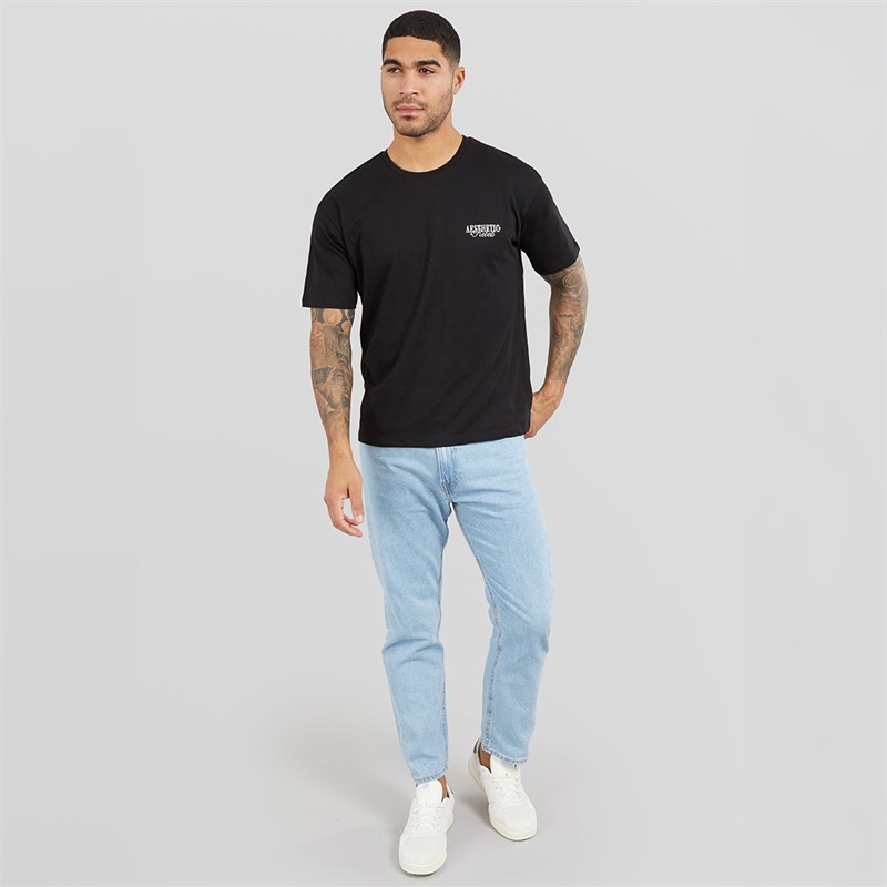 JJ REBEL Mens Rock Crew Neck T-Shirt Black