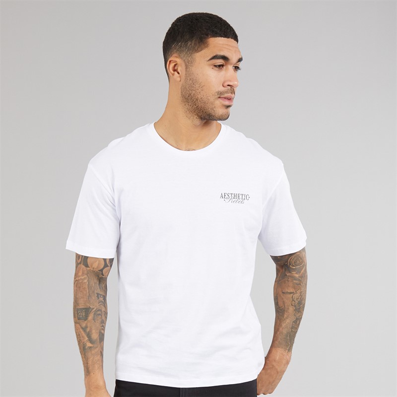JJ REBEL Mens Rock Crew Neck T-Shirt White