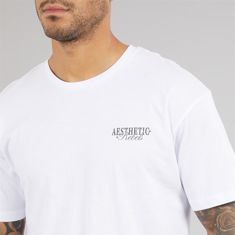 JJ REBEL Mens Rock Crew Neck T-Shirt White
