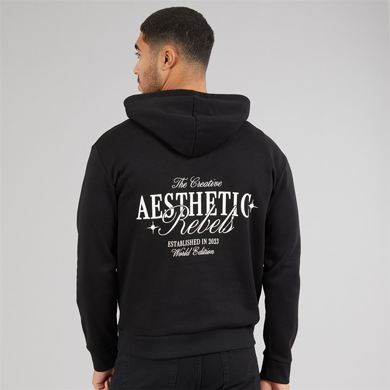 JJ REBEL Mens Rock Hoodie Black