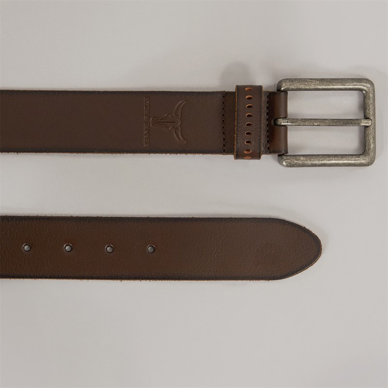 Hyde & Tanner Mens Frontier Punched Keeper Belt olate Choc
