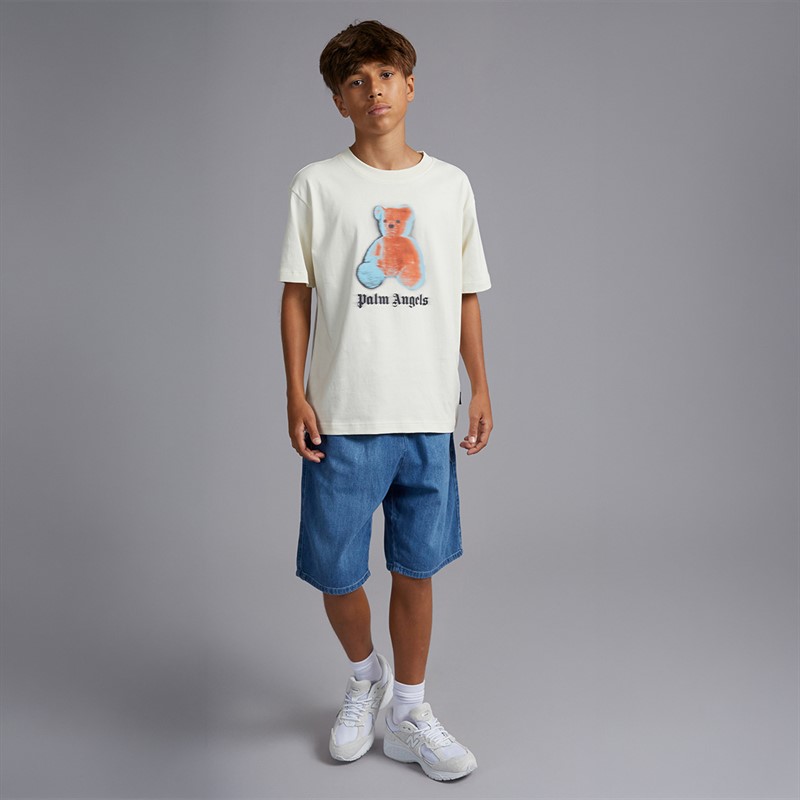 Palm Angels Boys Blurred Bear T-Shirt Off White