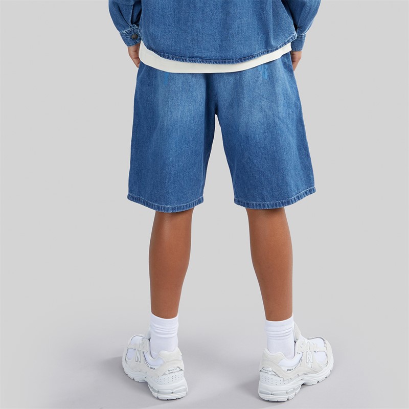 Palm Angels Boys Chambray Shorts Celeste/Light Blue