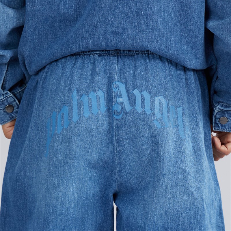 Palm Angels Boys Chambray Shorts Celeste/Light Blue