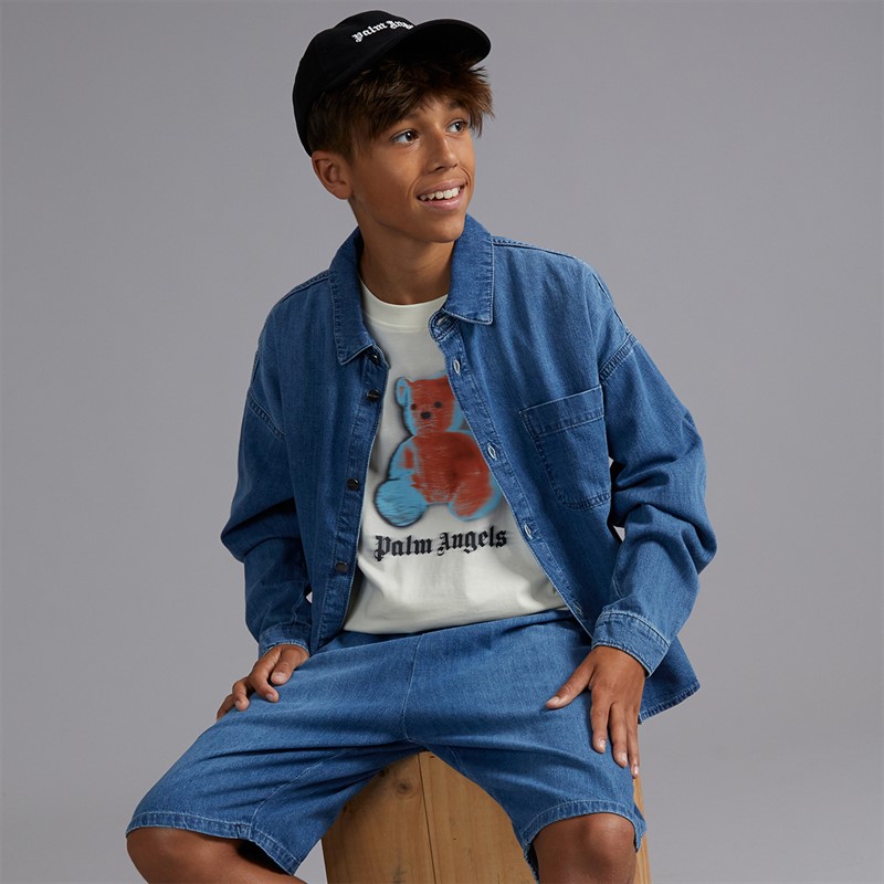 Palm Angels Boys Chambray Overshirt Celeste/Light Blue