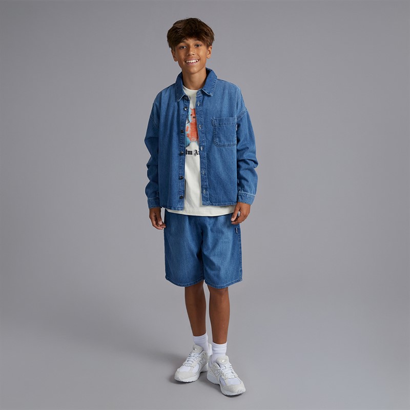 Palm Angels Boys Chambray Overshirt Celeste/Light Blue
