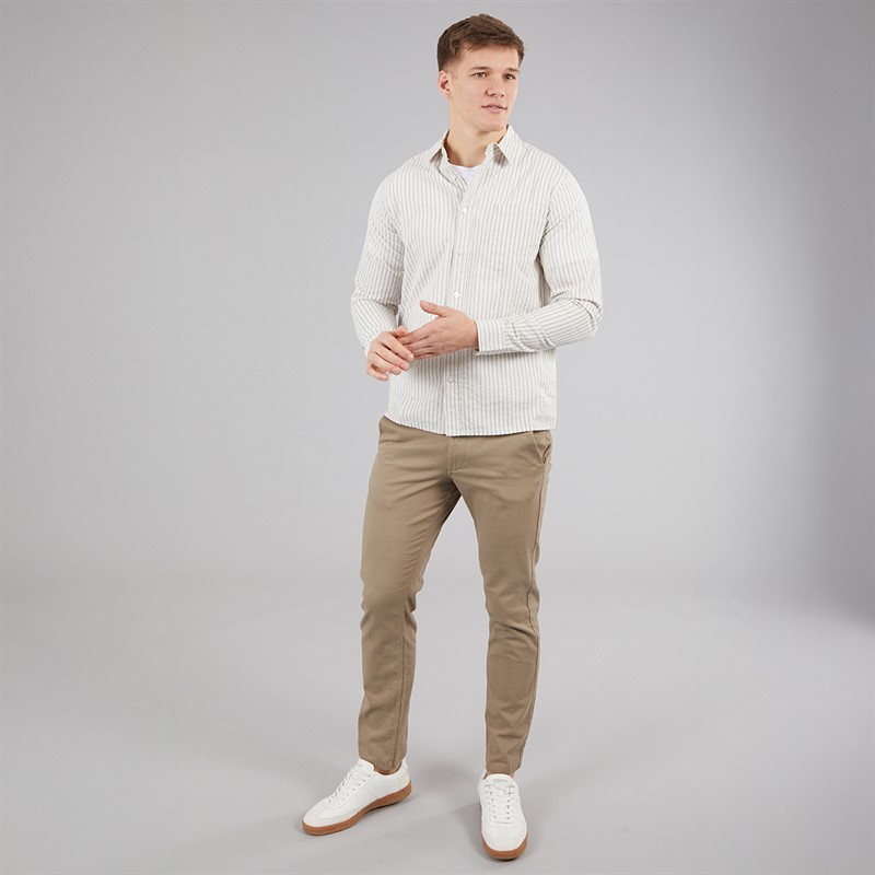 C.R.C. Koszulka Seersucker dla niego dojrzały kolor White St