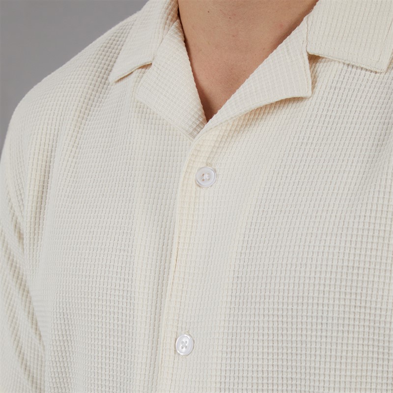 C.R.C. Koszula z fakturą dla niego w kolorze złamanym białym kolor Offwhite