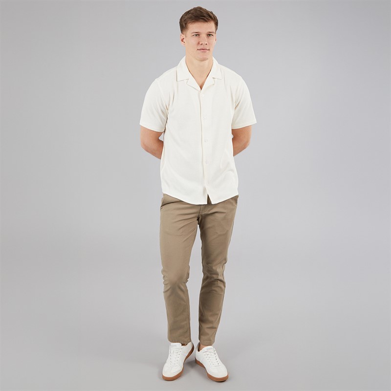 C.R.C. Koszula z fakturą dla niego w kolorze złamanym białym kolor Offwhite