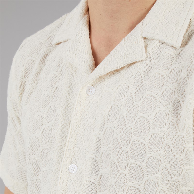 C.R.C. Koszula z fakturą dla niego w kolorze złamanym białym kolor Offwhite